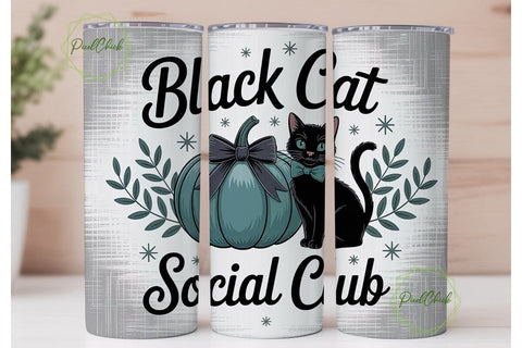 Black Cat Social Club 20oz Tumbler Wrap Sublimation PixelChick 