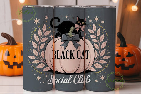 Black Cat Social Club 20oz Tumbler Wrap Sublimation PixelChick 