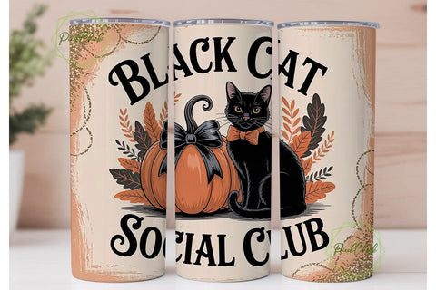 Black Cat Social Club 20oz Tumbler Wrap Sublimation PixelChick 