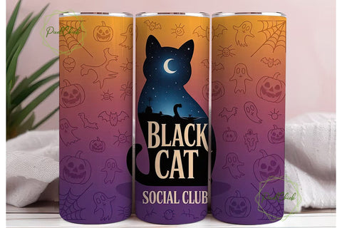 Black Cat Social Club 20oz Tumbler Wrap Sublimation PixelChick 