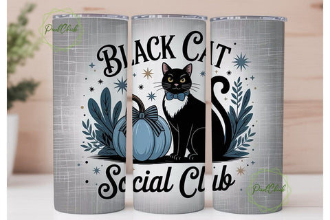 Black Cat Social Club 20oz Tumbler Wrap Sublimation PixelChick 