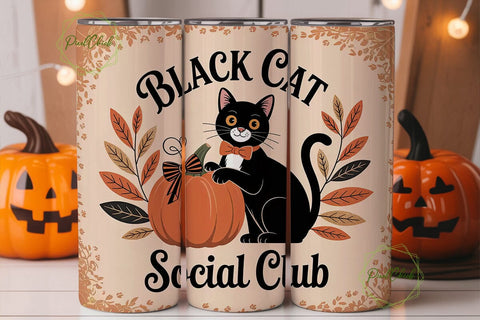 Black Cat Social Club 20oz Tumbler Wrap Sublimation PixelChick 