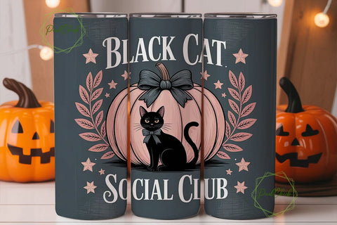 Black Cat Social Club 20oz Tumbler Wrap Sublimation PixelChick 