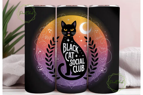 Black Cat Social Club 20oz Tumbler Wrap Sublimation PixelChick 