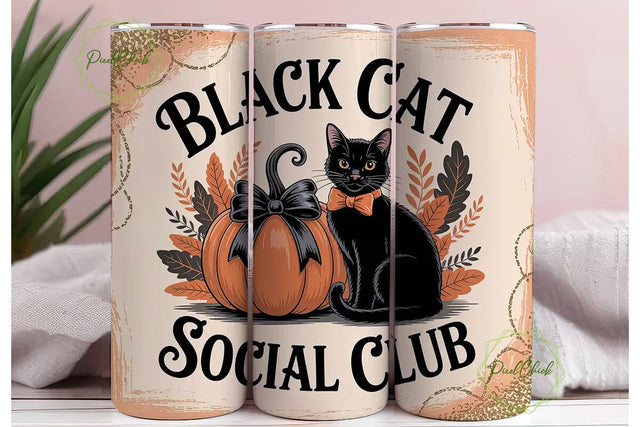 Black Cat Social Club 20oz Tumbler Wrap Sublimation PixelChick 