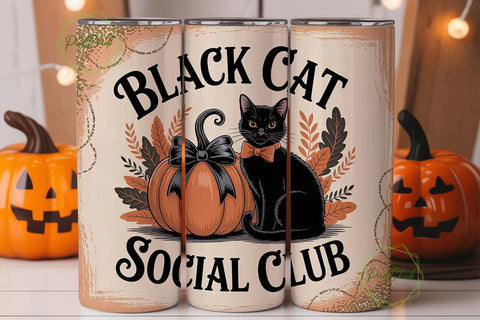 Black Cat Social Club 20oz Tumbler Wrap Sublimation PixelChick 
