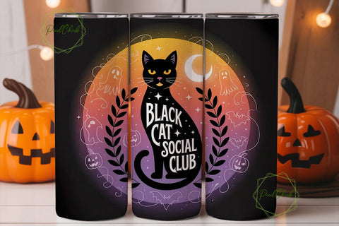 Black Cat Social Club 20oz Tumbler Wrap Sublimation PixelChick 