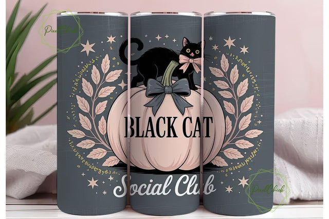 Black Cat Social Club 20oz Tumbler Wrap Sublimation PixelChick 