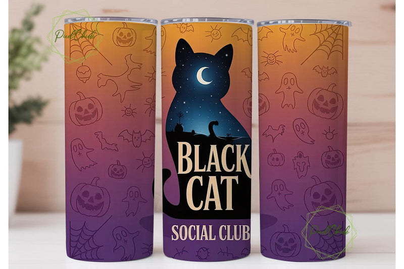 Black Cat Social Club 20oz Tumbler Wrap Sublimation PixelChick 