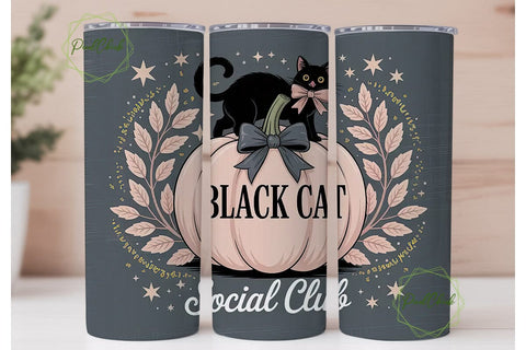 Black Cat Social Club 20oz Tumbler Wrap Sublimation PixelChick 