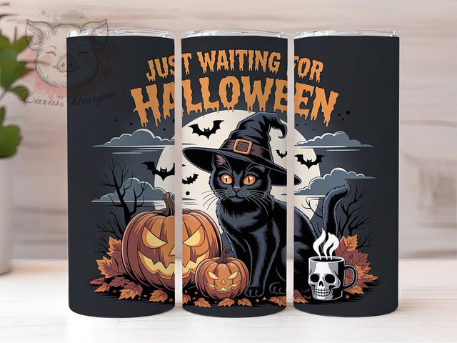 Black Cat Spooky Halloween Tumbler, Halloween Cup Wrap, 20Oz Sublimation, Spooky Cat Drinkware, Haunted Feline Design, Gothic Fall Tumbler, Trick Or Treat Cup Print Sublimation Lara' s Designs 