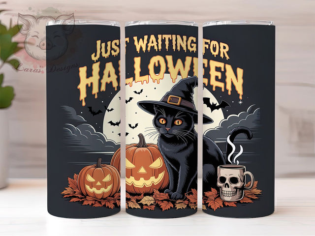 Black Cat Spooky Halloween Tumbler, Halloween Cup Wrap, 20Oz Sublimation, Spooky Cat Drinkware, Haunted Feline Design, Gothic Fall Tumbler, Trick Or Treat Cup Print Sublimation Lara' s Designs 