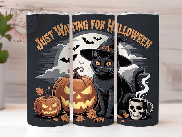 Black Cat Spooky Halloween Tumbler, Halloween Cup Wrap, 20Oz Sublimation, Spooky Cat Drinkware, Haunted Feline Design, Gothic Fall Tumbler, Trick Or Treat Cup Print Sublimation Lara' s Designs 
