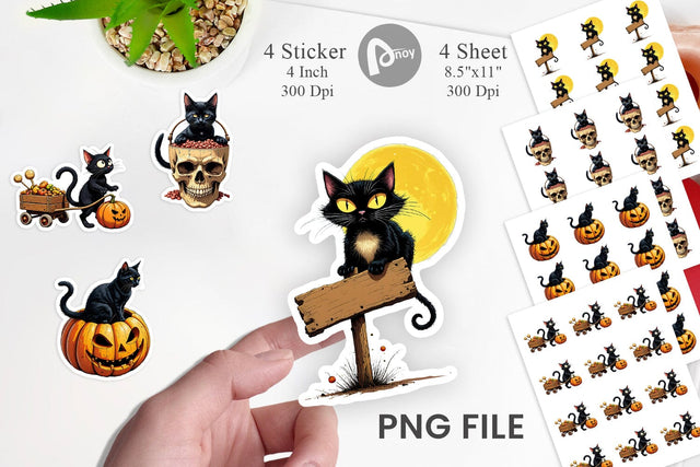 Black Cat Sticker Sublimation artnoy 