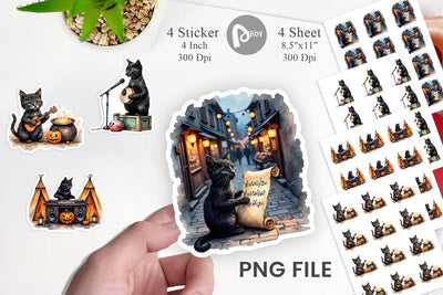 Black Cat Tunes Sticker Sublimation artnoy 