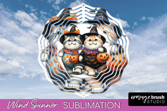 Black Cat Wind Spinner - Halloween Wind Spinner Sublimation Sublimation OrangeBrushStudio 