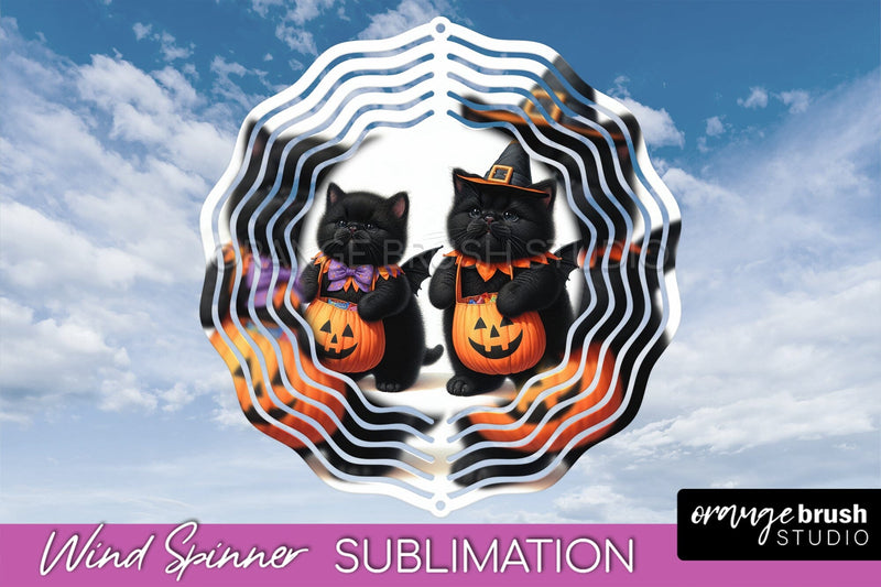 Black Cat Wind Spinner - Halloween Wind Spinner Sublimation Sublimation OrangeBrushStudio 