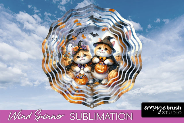 Black Cat Wind Spinner - Halloween Wind Spinner Sublimation Sublimation OrangeBrushStudio 