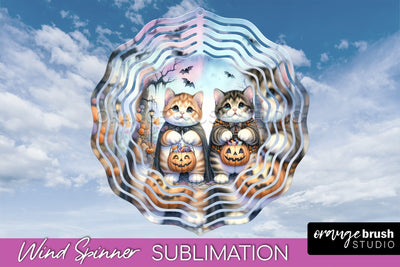 Black Cat Wind Spinner - Halloween Wind Spinner Sublimation Sublimation OrangeBrushStudio 