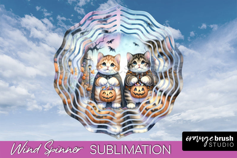 Black Cat Wind Spinner - Halloween Wind Spinner Sublimation Sublimation OrangeBrushStudio 