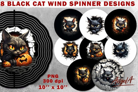 Black cat wind spinner sublimation / Halloween cat Sublimation Angelina Semenova 