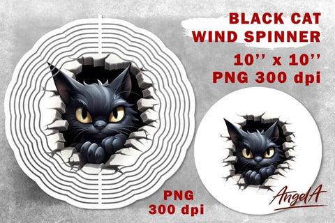 Black cat wind spinner sublimation / Halloween cat Sublimation Angelina Semenova 