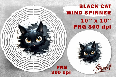 Black cat wind spinner sublimation / Halloween cat Sublimation Angelina Semenova 