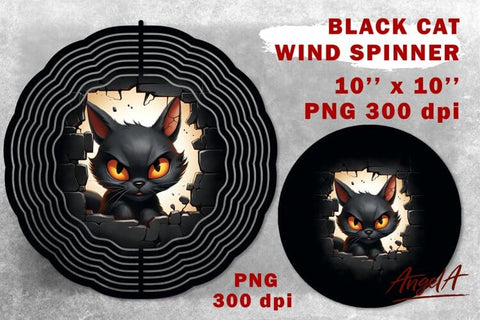 Black cat wind spinner sublimation / Halloween cat Sublimation Angelina Semenova 