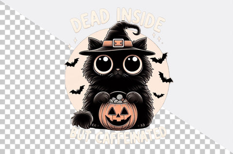 Black Cat Witch Holding Jack lantern Clipart Sublimation SVGArt 