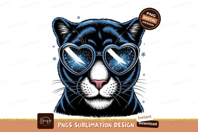 Black Cat With Heart Sunglasses Art Sublimation Designangry 