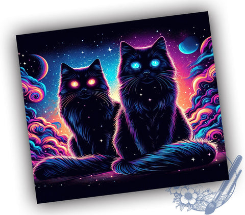 Black Cats 20oz Skinny Tumbler PNG, Halloween Black Cat Tumbler Sublimation Wrap, Straight & Tapered Tumbler Wrap, Instant Digital Download Sublimation ToriDesigns 