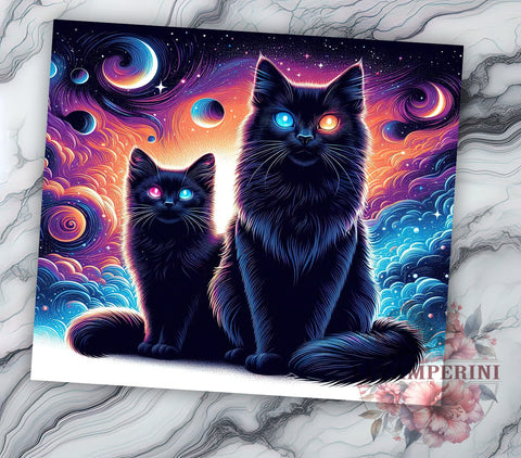 Black Cats 20oz Tumbler Wrap PNG, Halloween Black Cat Tumbler PNG Sublimation Design, Straight & Tapered Tumbler Wrap, Instant Digital Download Sublimation Li Zamperini 