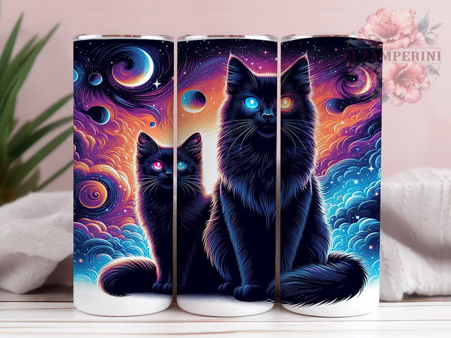 Black Cats 20oz Tumbler Wrap PNG, Halloween Black Cat Tumbler PNG Sublimation Design, Straight & Tapered Tumbler Wrap, Instant Digital Download Sublimation Li Zamperini 
