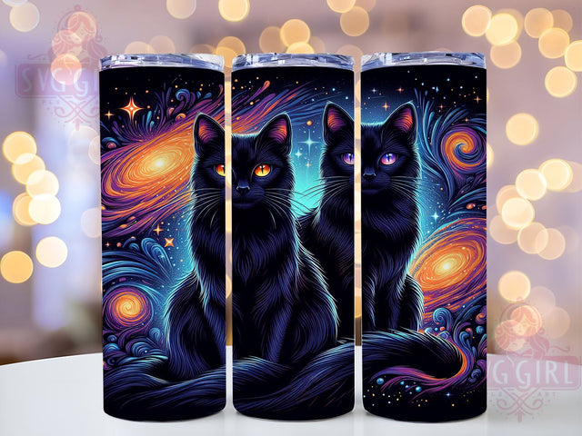 Black Cats 20oz Tumbler Wrap Sublimation Design, Straight Tapered Tumbler Wrap, Halloween Black Cat Tumbler Png, Instant Digital Download Sublimation SvggirlplusArt 