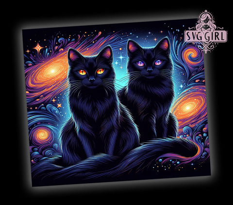 Black Cats 20oz Tumbler Wrap Sublimation Design, Straight Tapered Tumbler Wrap, Halloween Black Cat Tumbler Png, Instant Digital Download Sublimation SvggirlplusArt 