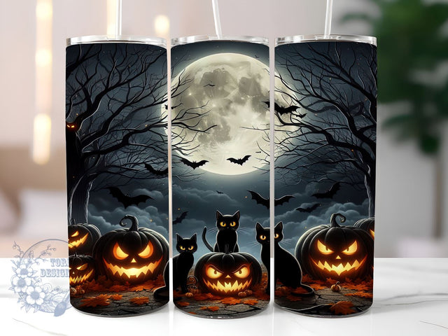 Black Cats Pumpkins Halloween 20oz Skinny Tumbler, Halloween Cats Tumbler Png, Straight & Tapered Tumbler Wrap, Instant Digital Download Sublimation ToriDesigns 
