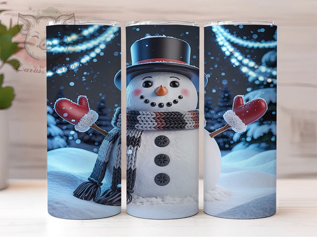 Black Christmas Snowman Holiday Tumbler, Holiday Snowman Sublimation Design, Festive Cup Art, 20oz Xmas Tumbler, Whimsical Snowman Mug, Stylish Christmas Cup, Cozy Holiday Wrap Sublimation Lara' s Designs 