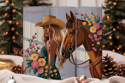 Black Cowgirl 20oz Tumbler Wrap Sublimation DesignSVG 