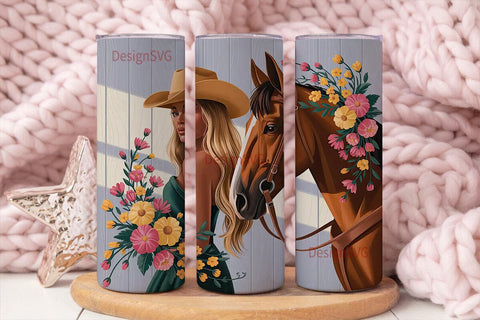 Black Cowgirl 20oz Tumbler Wrap Sublimation DesignSVG 
