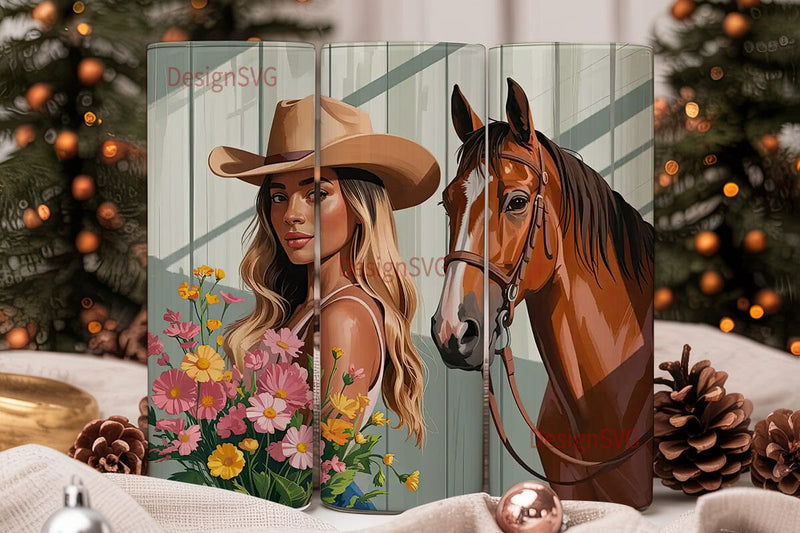 Black Cowgirl 20oz Tumbler Wrap Sublimation DesignSVG 