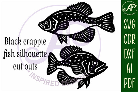 Black Crappie fish Silhouette laser cut wall art SVG APInspireddesigns 