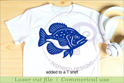 Black Crappie fish Silhouette laser cut wall art SVG APInspireddesigns 