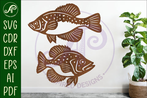 Black Crappie fish Silhouette laser cut wall art SVG APInspireddesigns 