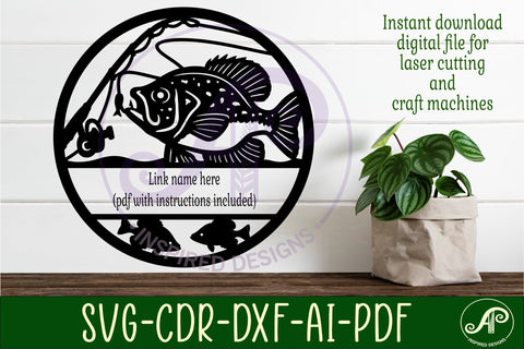Black crappie fishing name sign svg laser cut template SVG APInspireddesigns 
