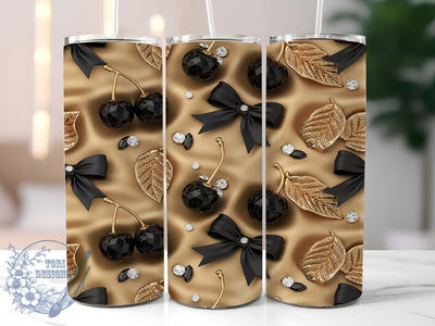 Black Diamond Chocolate Cherries 20oz Tumbler, Black Diamond, Chocolate Cherries, Elegant Design, Sublimation Wrap, 20oz Tumbler, Glam Aesthetic, Luxe Charm Sublimation ToriDesigns 