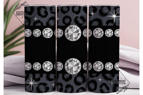 Black Diamond Leopard 20oz Tumbler Wrap Sublimation sassyprint 