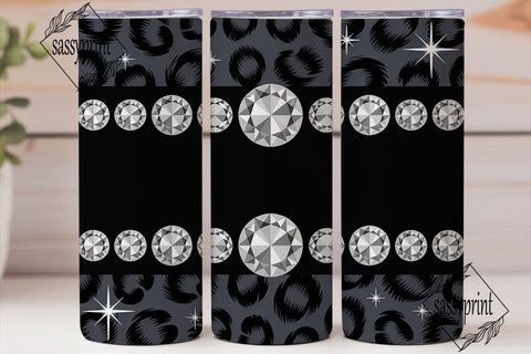 Black Diamond Leopard 20oz Tumbler Wrap Sublimation sassyprint 