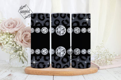 Black Diamond Leopard 20oz Tumbler Wrap Sublimation sassyprint 