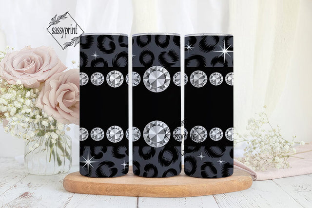 Black Diamond Leopard 20oz Tumbler Wrap Sublimation sassyprint 