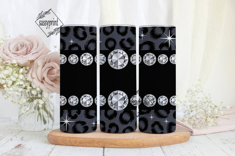 Black Diamond Leopard 20oz Tumbler Wrap Sublimation sassyprint 